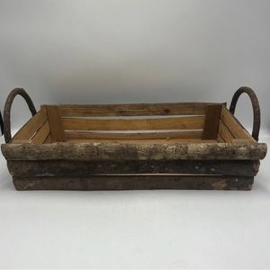 Vintage Split Stick Handmade Rustic  Wooden Basket w/ Stick Handles 14.5x8.5x5"D